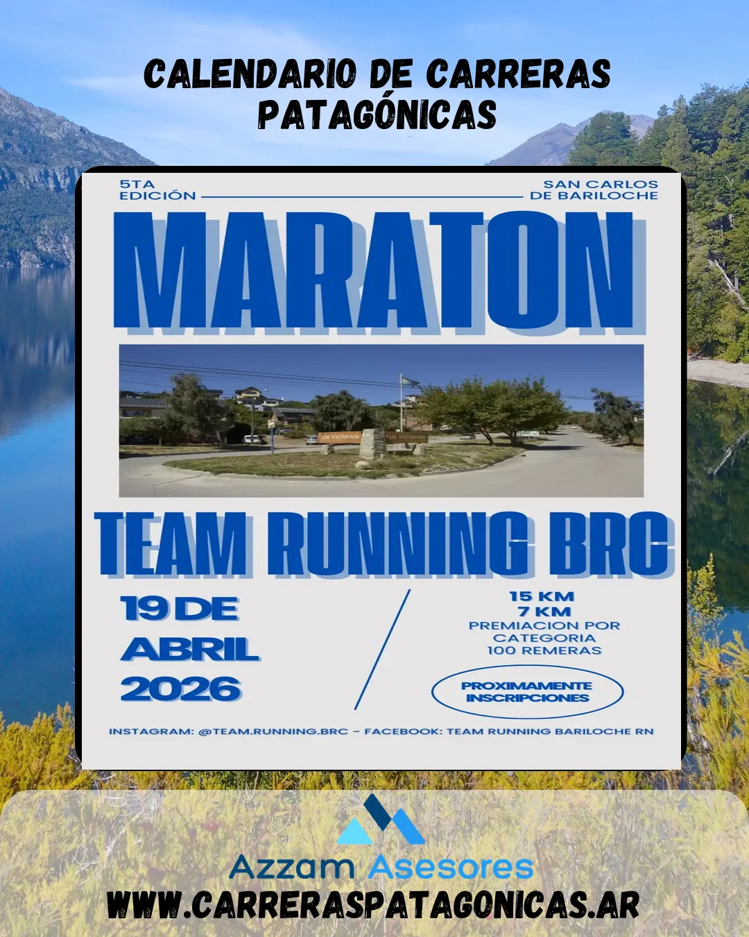Flyer de Maratón Team Running Bariloche 2026