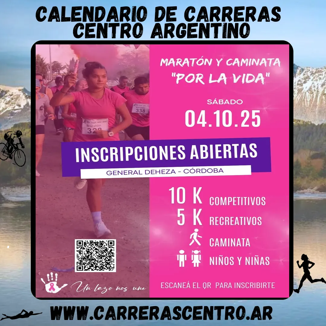 Flyer de Maratón y Caminata Por la Vida 2025