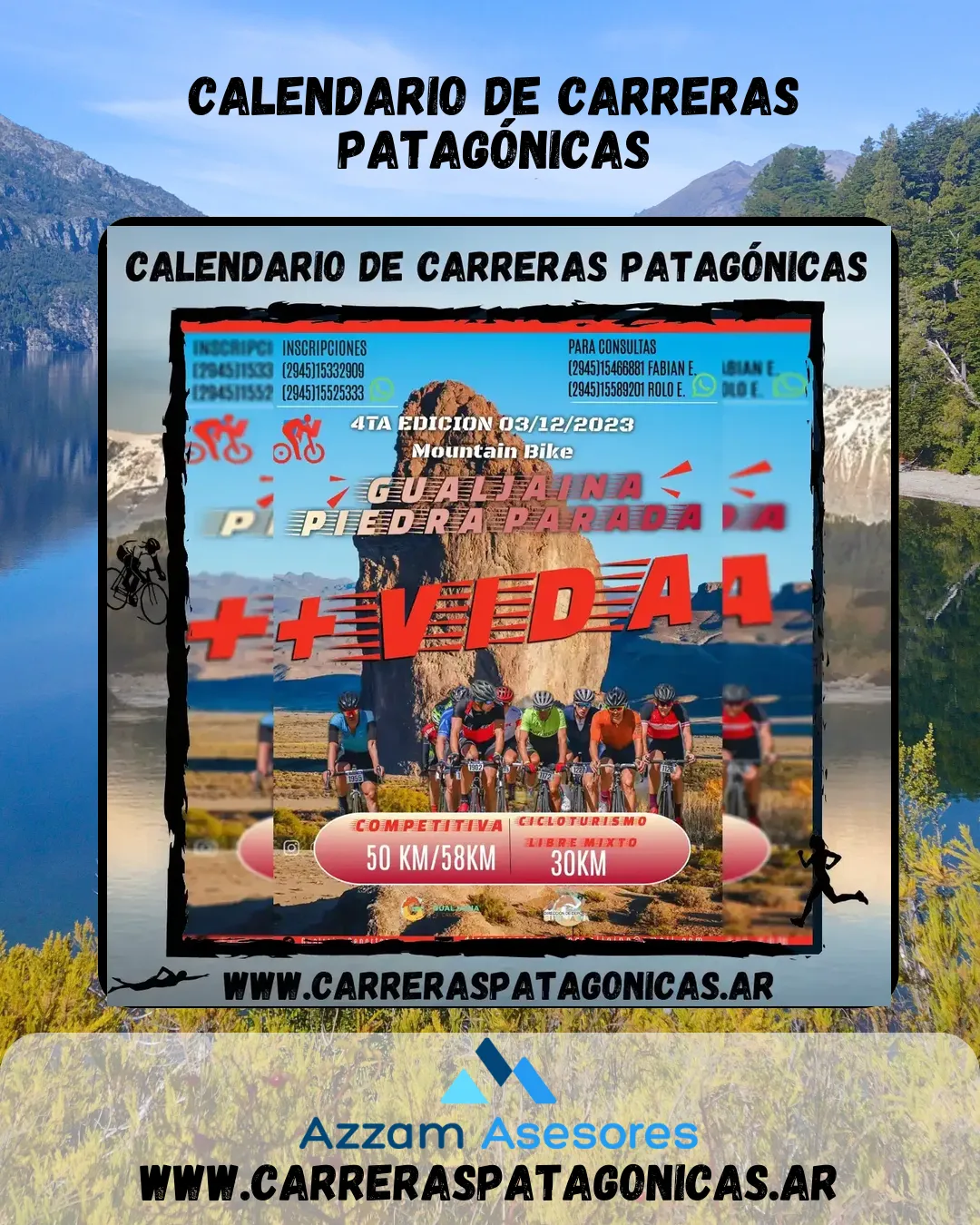 Flyer de Más Vida MTB Gualjaina – Piedra Parada 2023