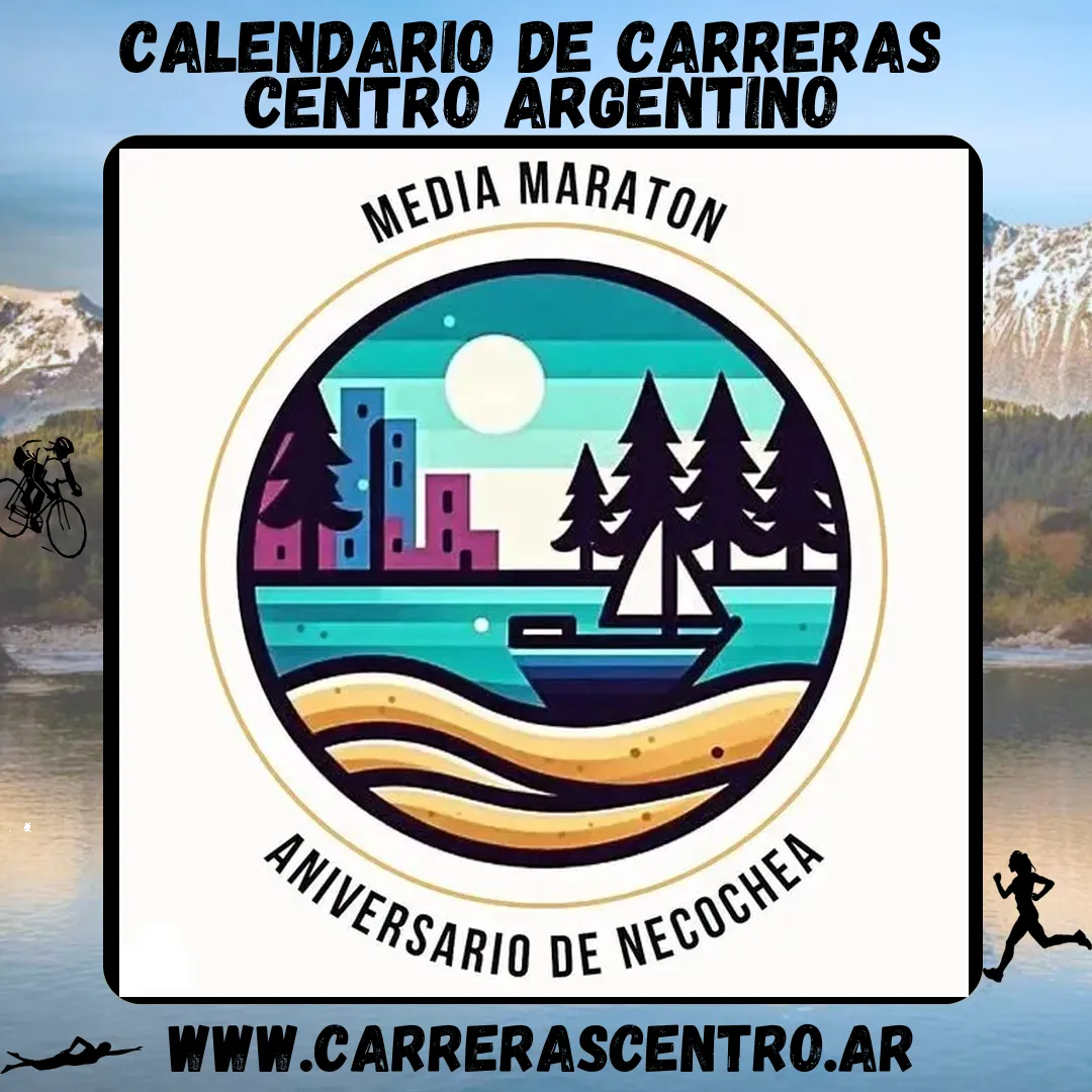 Flyer de Media Maratón Aniversario de Necochea 2024