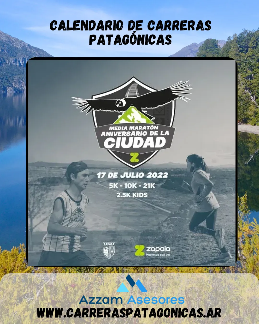 Flyer de MEDIA MARATÓN ANIVERSARIO – ZAPALA 2022