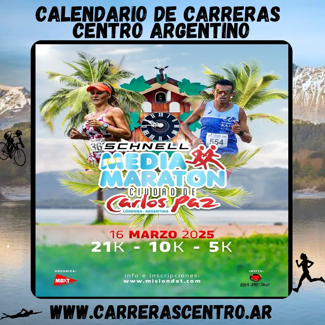 Flyer de Media Maratón Ciudad de Carlos Paz 2025