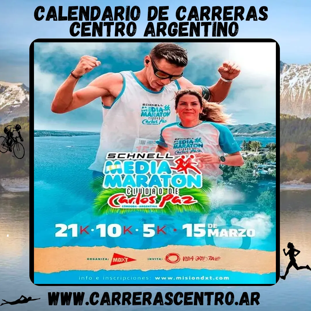 Flyer de Media Maratón Ciudad de Carlos Paz 2026