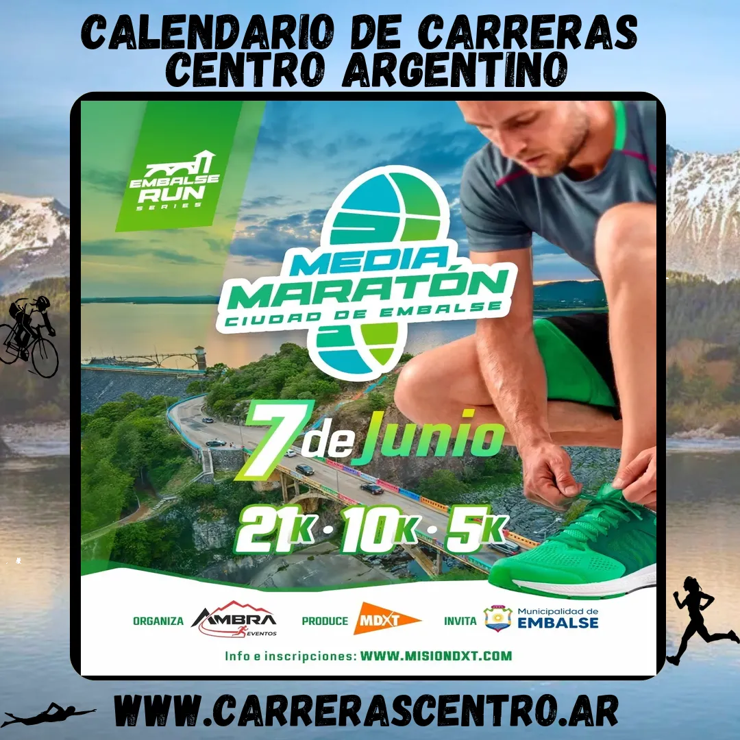 Flyer de Media Maratón Ciudad de Embalse 2026