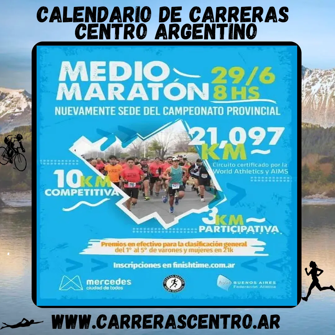 Flyer de Media Maratón Ciudad de Mercedes 2025