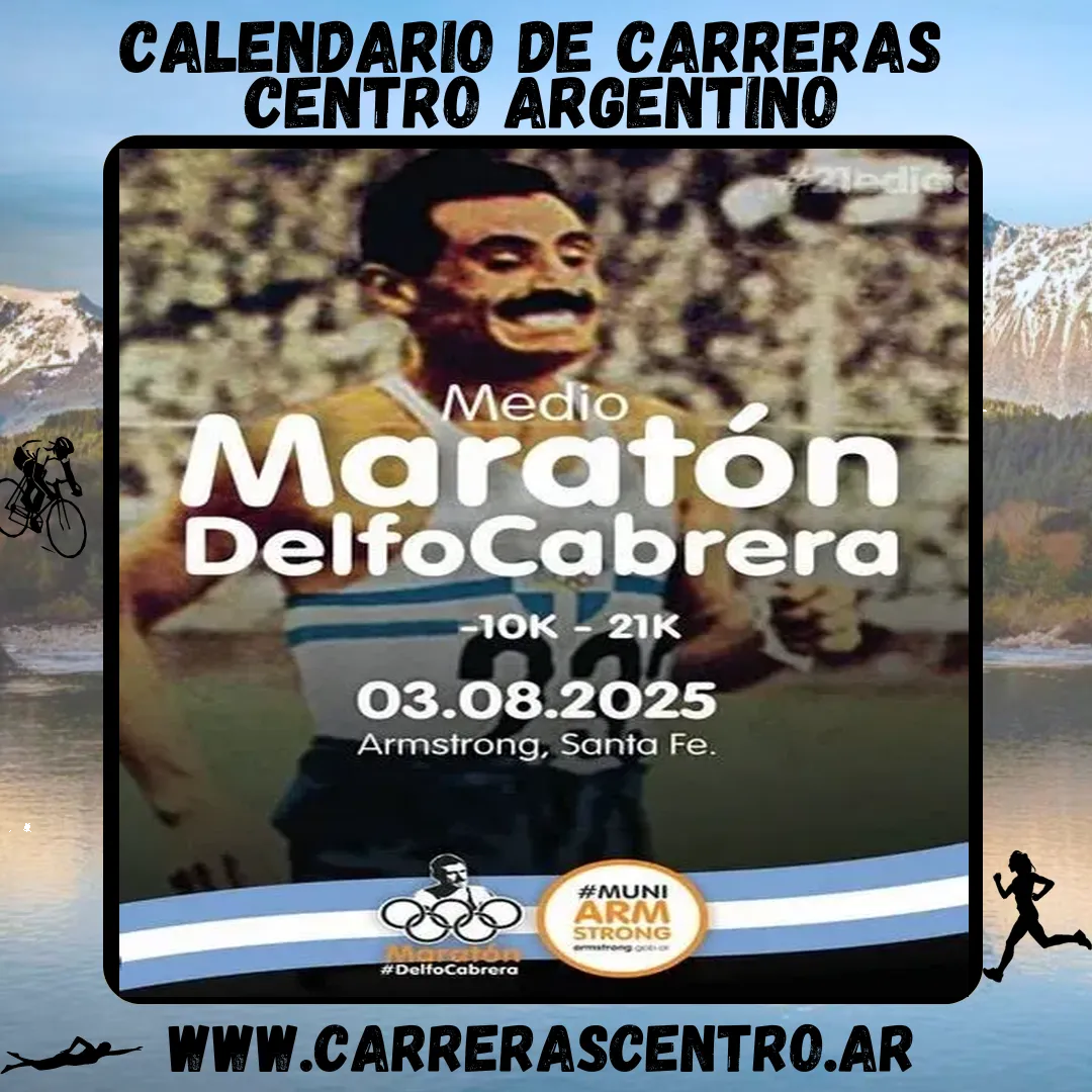 Flyer de Media Maratón Delfo Cabrera 2025