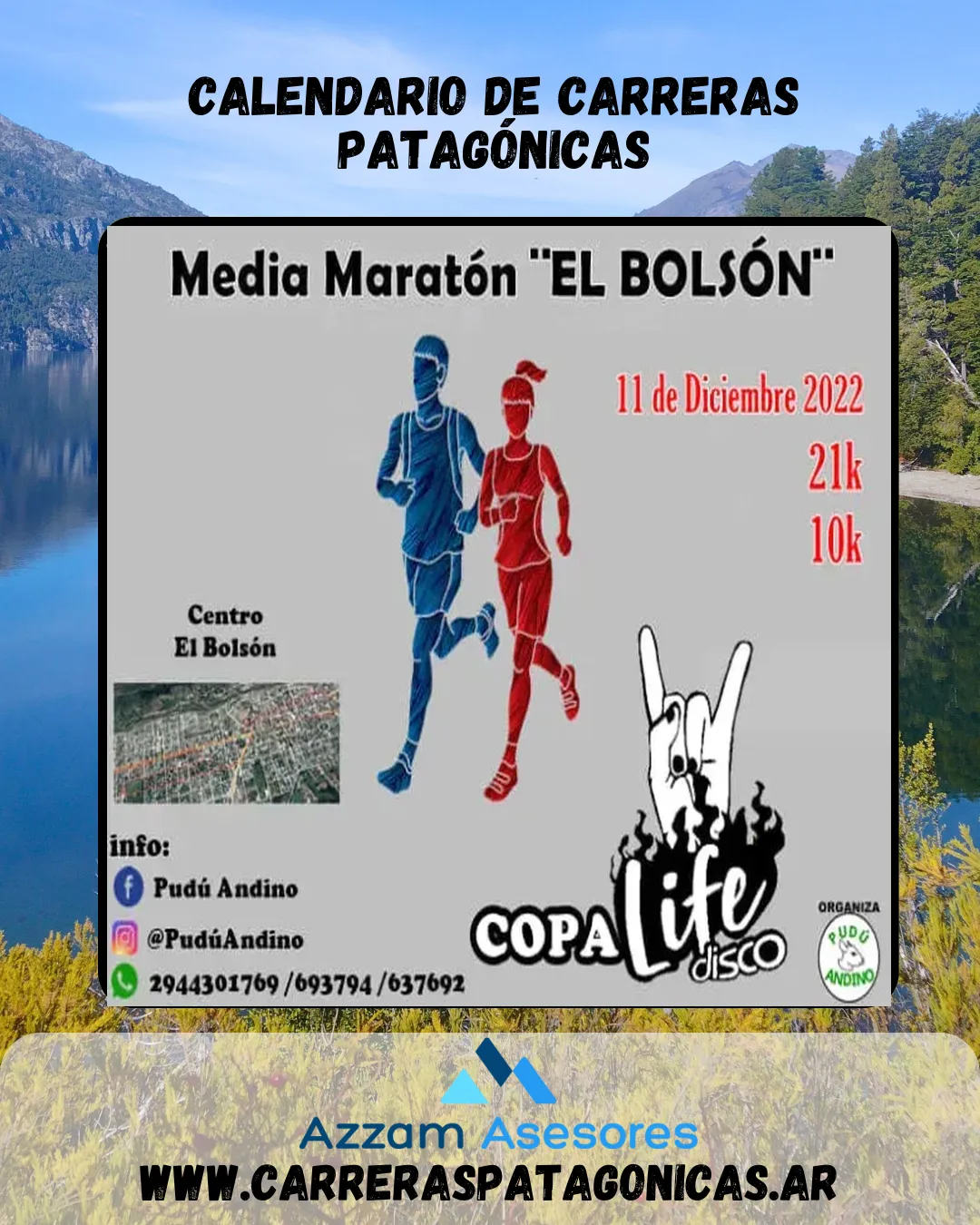 Flyer de MEDIA MARATÓN EL BOLSÓN 2022