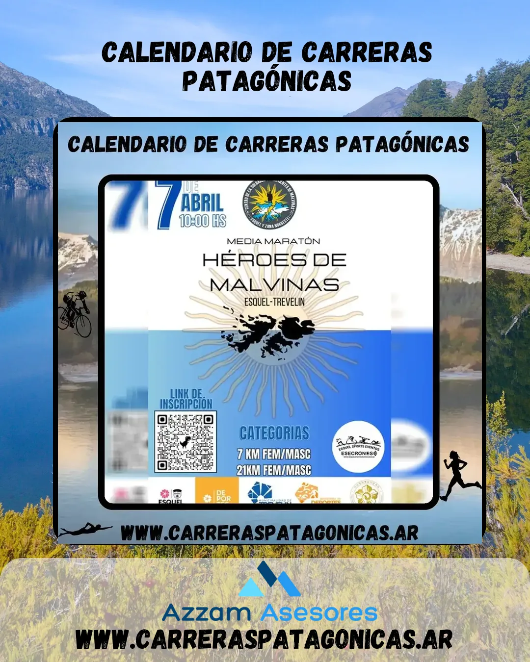 Flyer de MEDIA MARATÓN HÉROES DE MALVINAS 2024