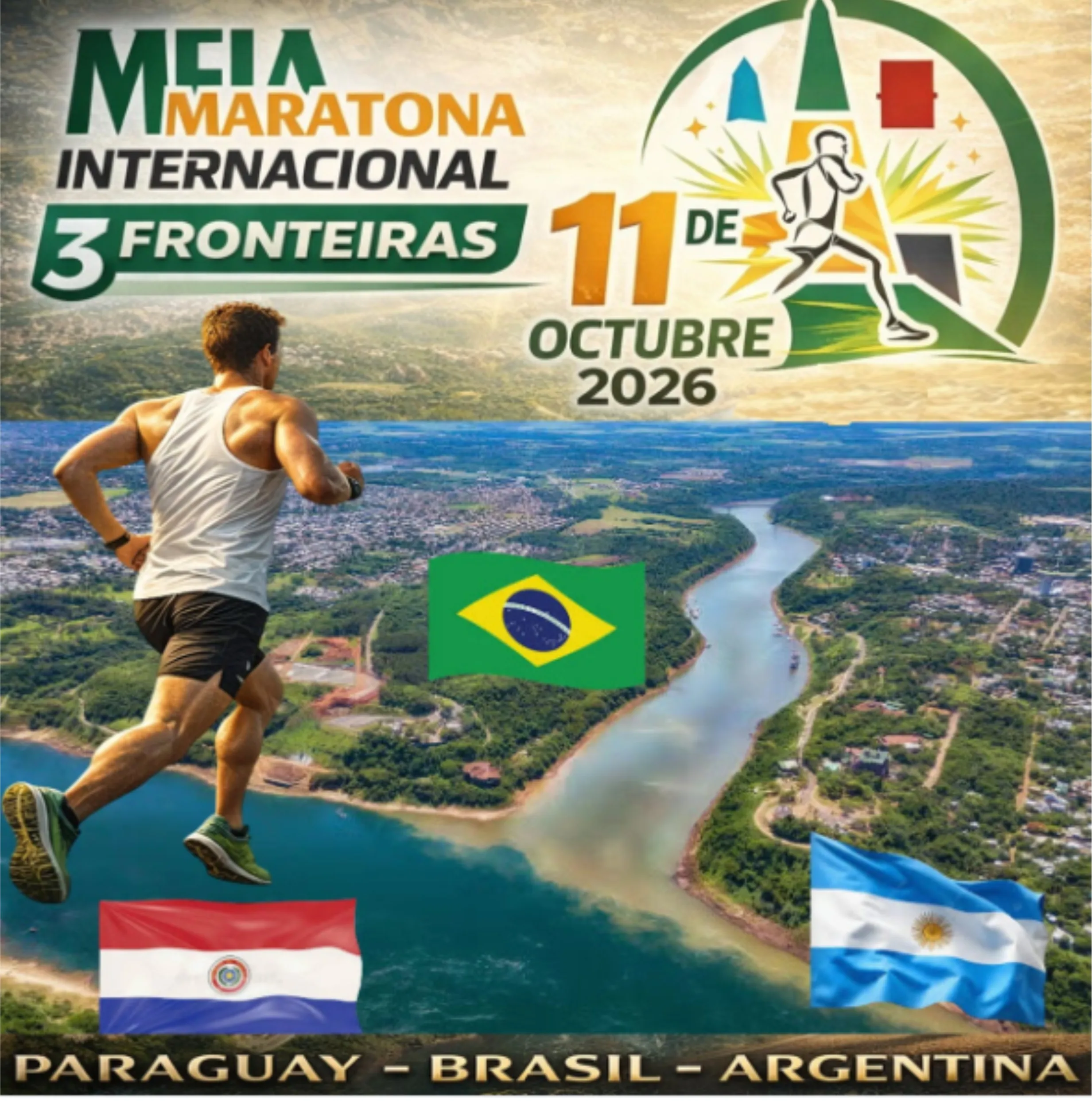 Flyer de Media Maratón Internacional de las 3 Fronteras 2026