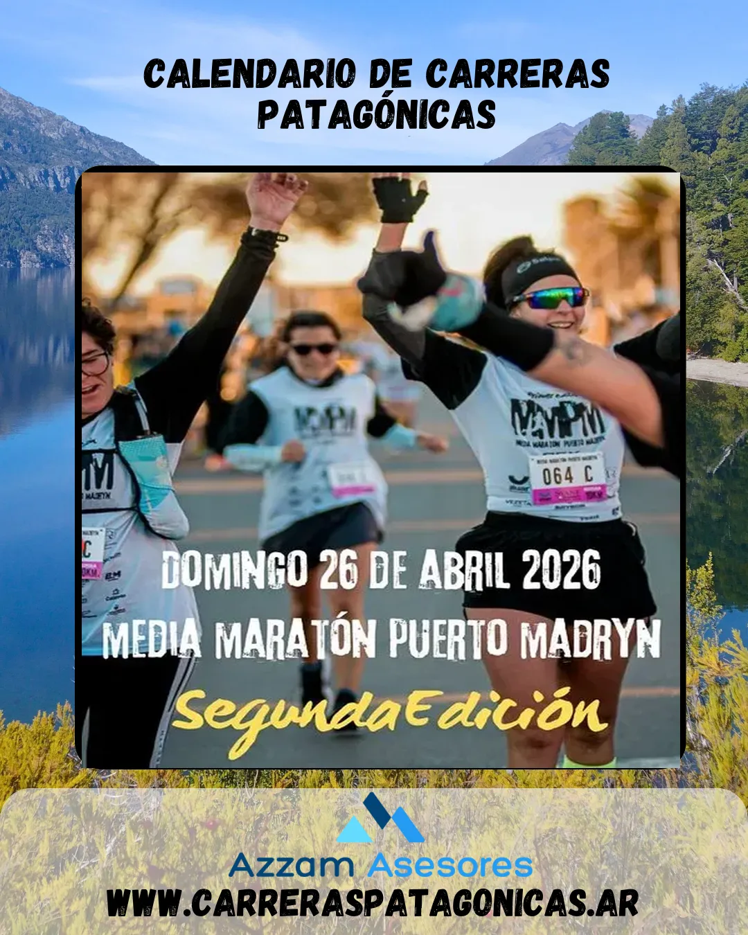 Flyer de Media Maratón Puerto Madryn 2026