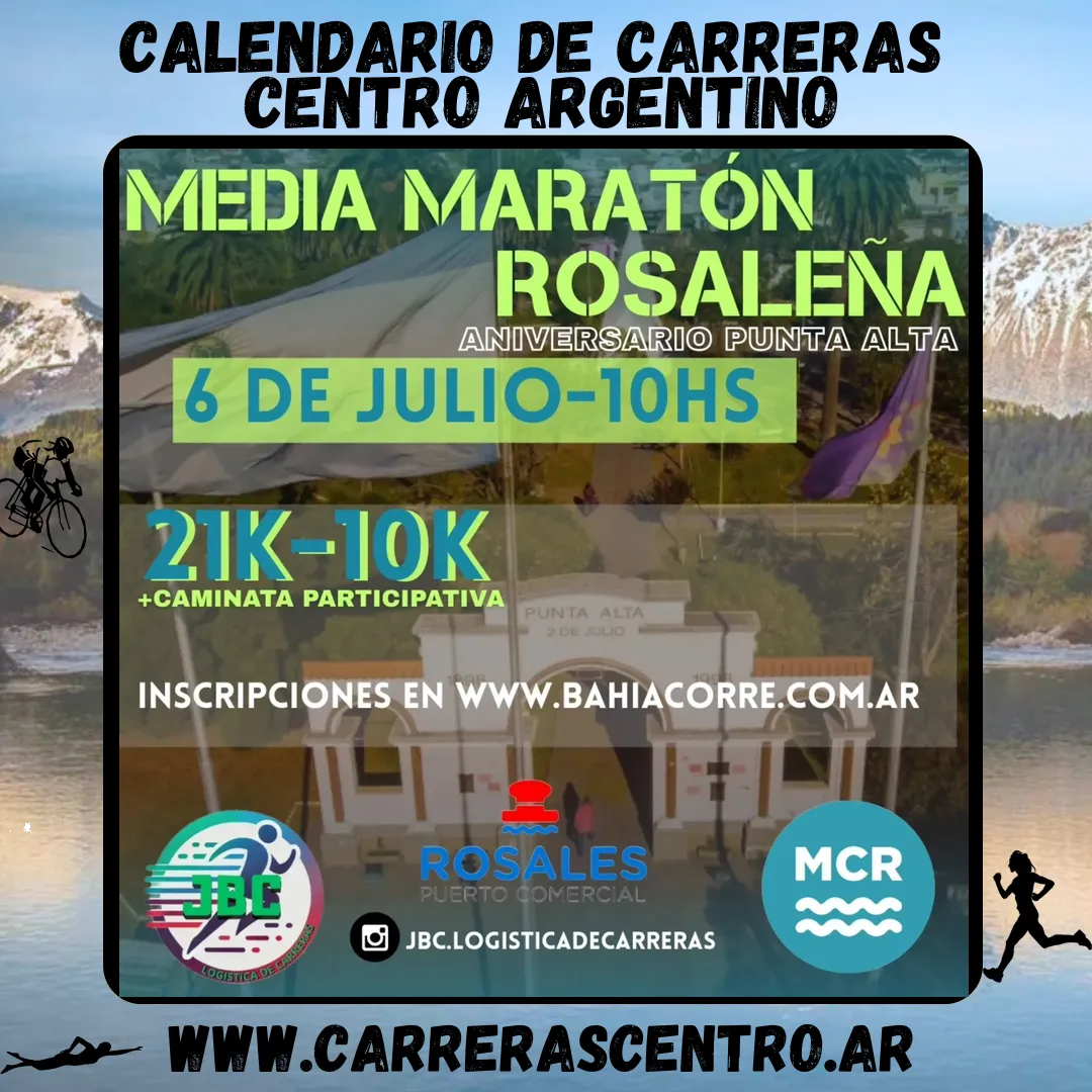 Flyer de Media Maratón Rosaleña 2025