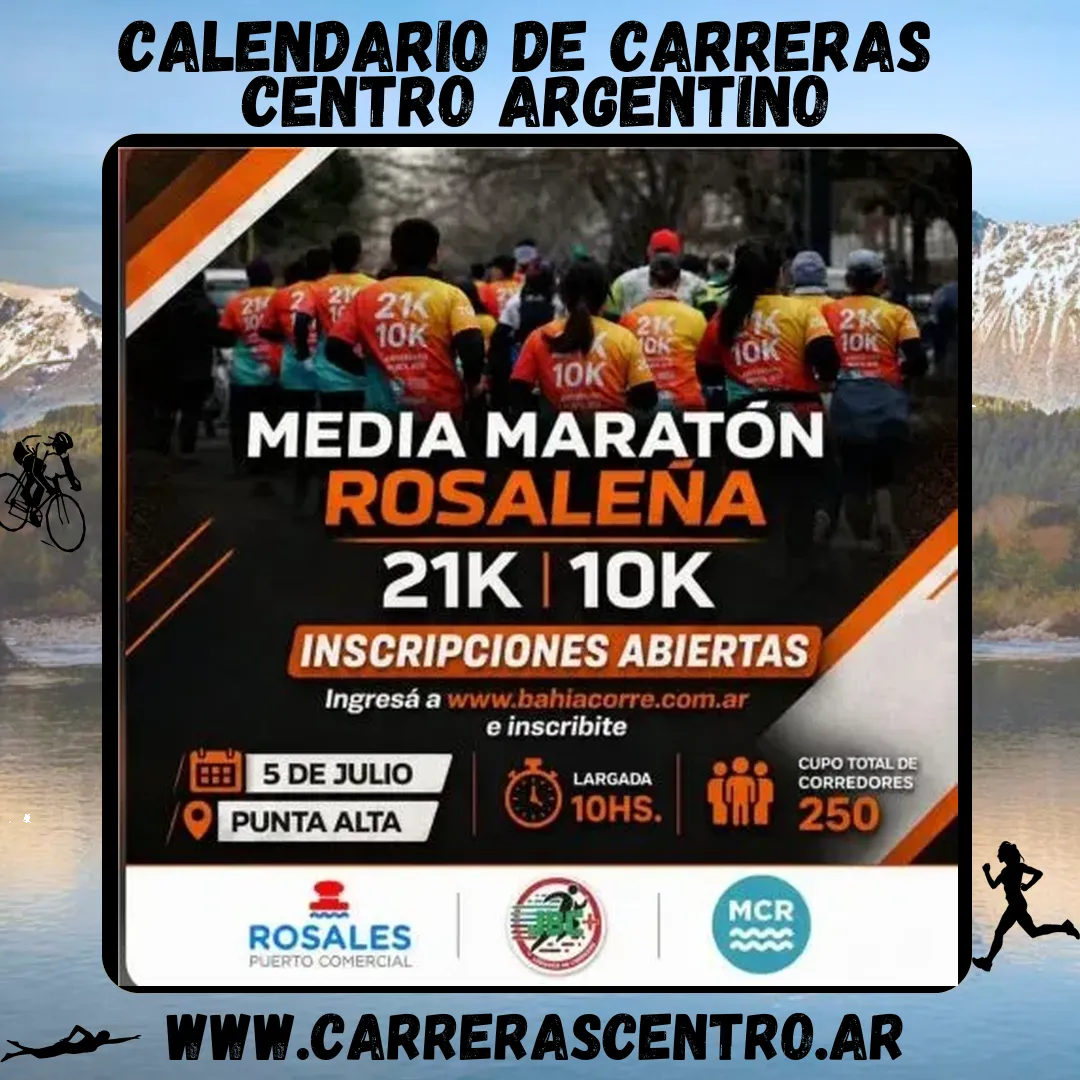 Flyer de Media Maratón Rosaleña 2026