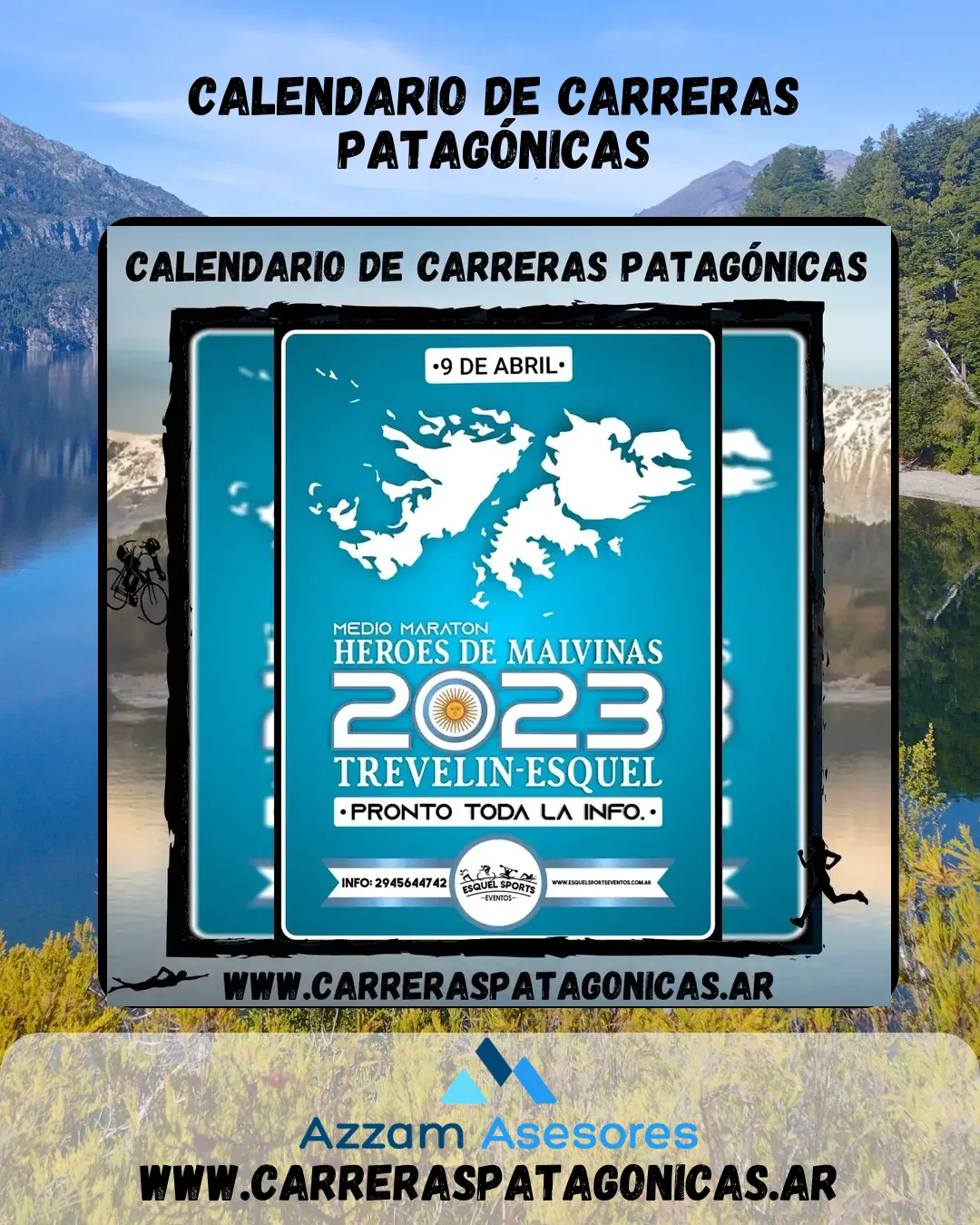 Flyer de Medio Maratón Héroes de Malvinas 2023