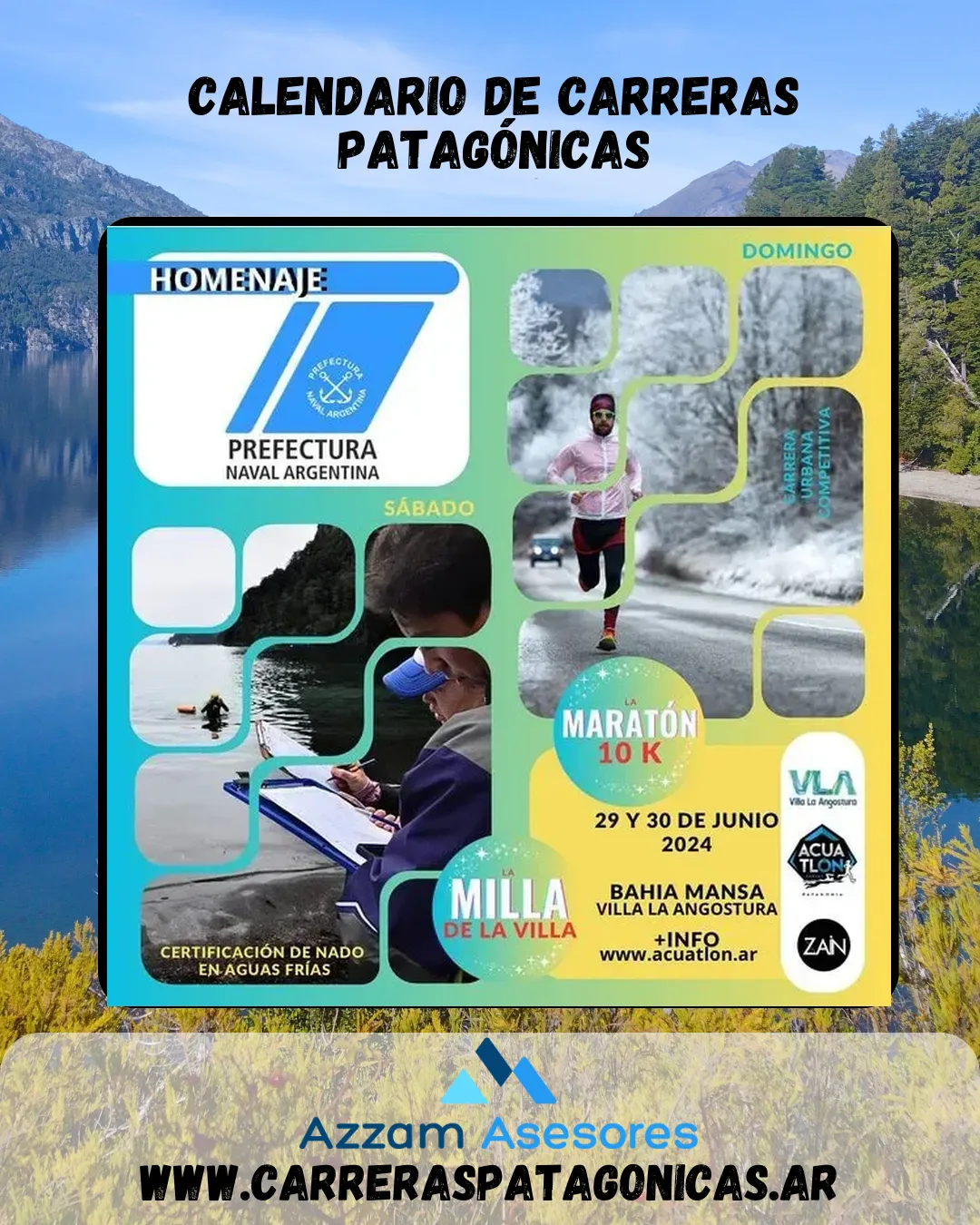 Flyer de Milla Acuática de la Villa & Maratón Running 10Km 2024