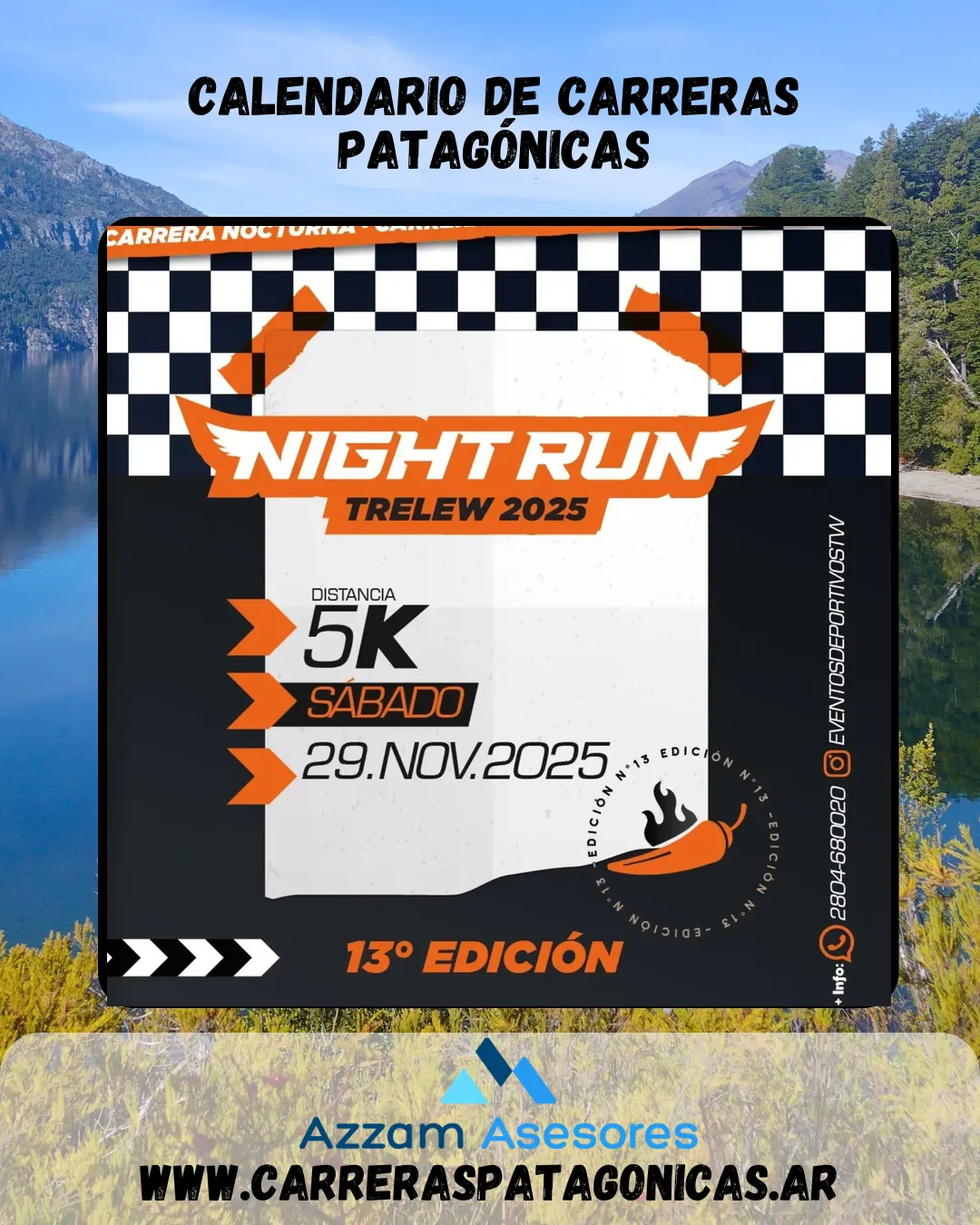 Flyer de Night Run Trelew 2025