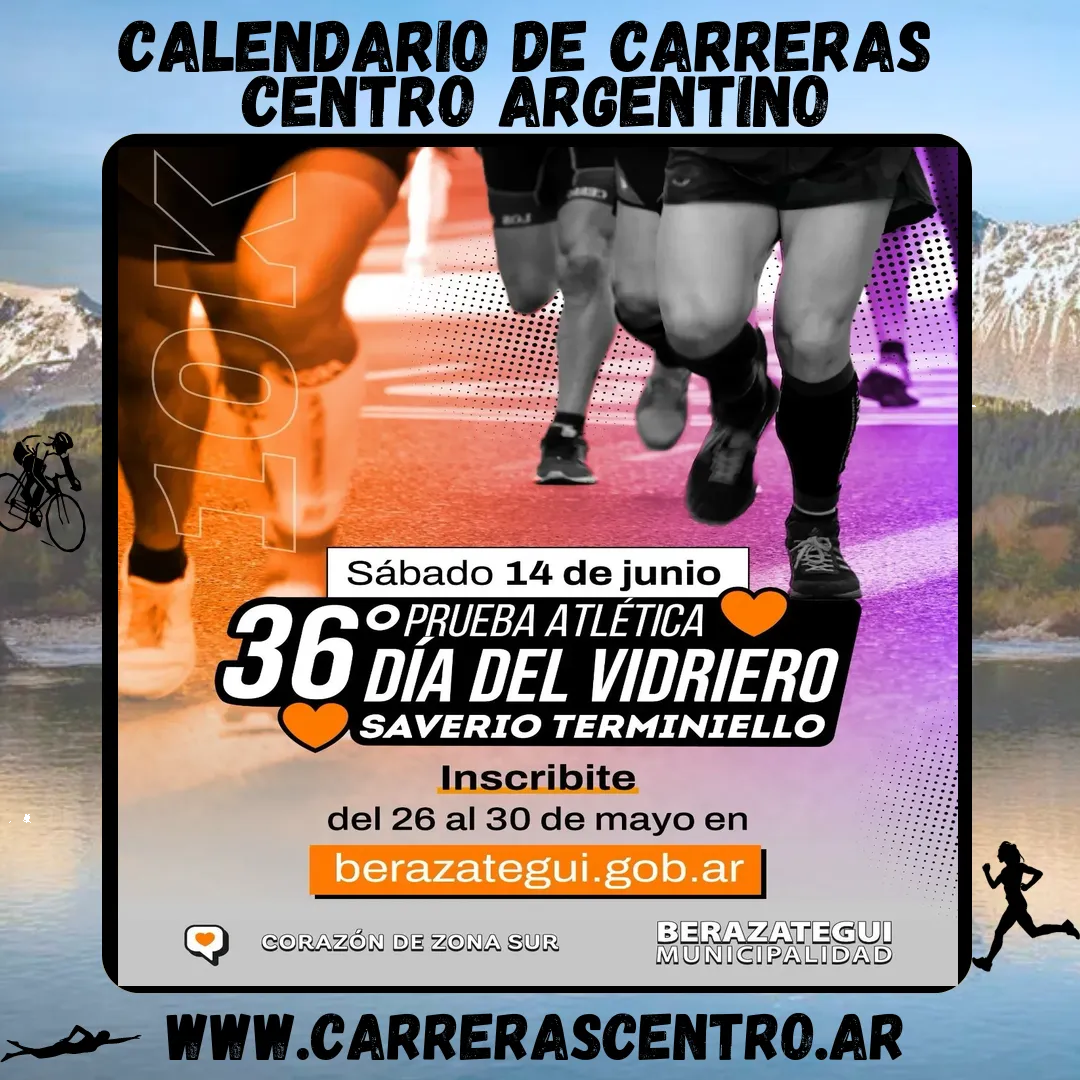 Flyer de Prueba Atlética 10K Día del Vidriero 2025