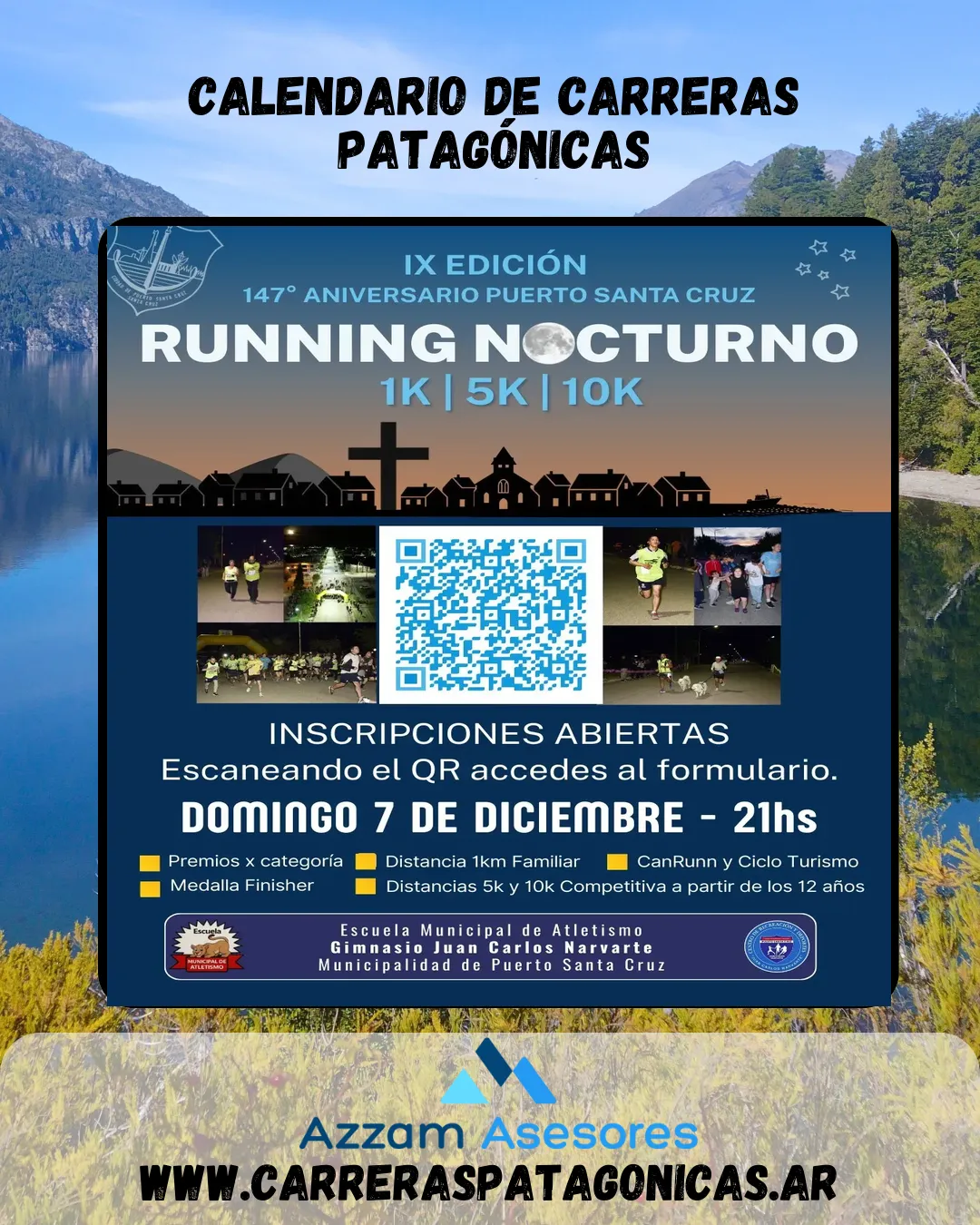 Flyer de Running Nocturno Puerto Santa Cruz 2025
