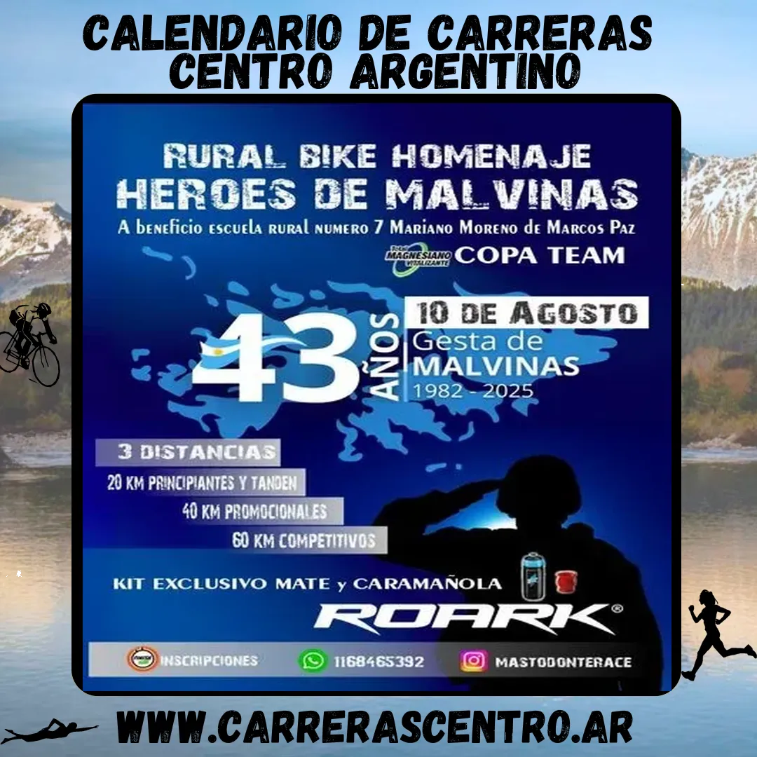 Flyer de Rural Bike Homenaje Héroes de Malvinas 2025