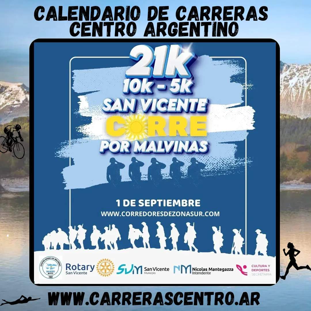 Flyer de San Vicente Corre por Malvinas 2024