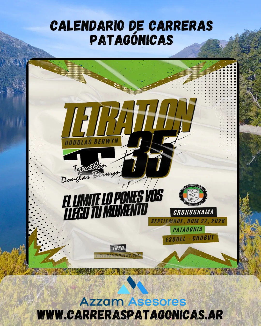 Flyer de Tetratlón Douglas Berwyn 2026