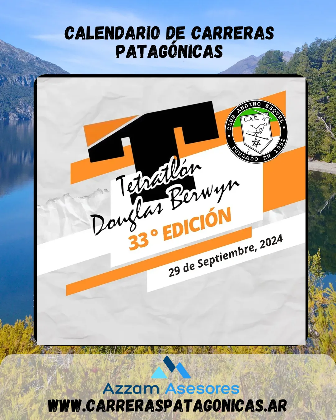 Flyer de Tetratlón Esquel 2024