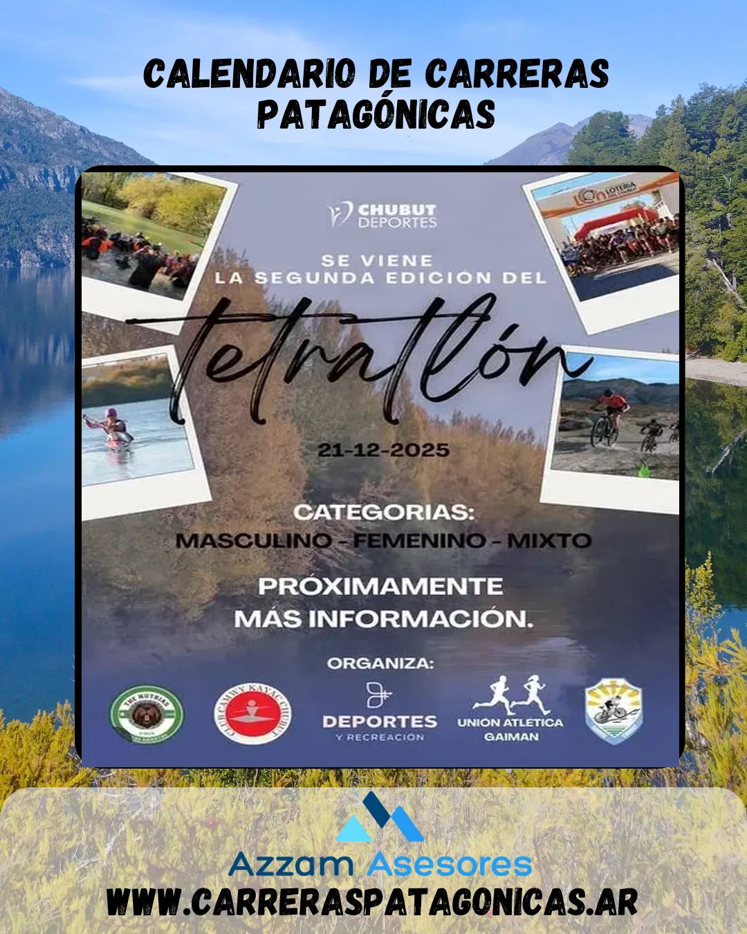 Flyer de Tetratlón Gaiman 2025