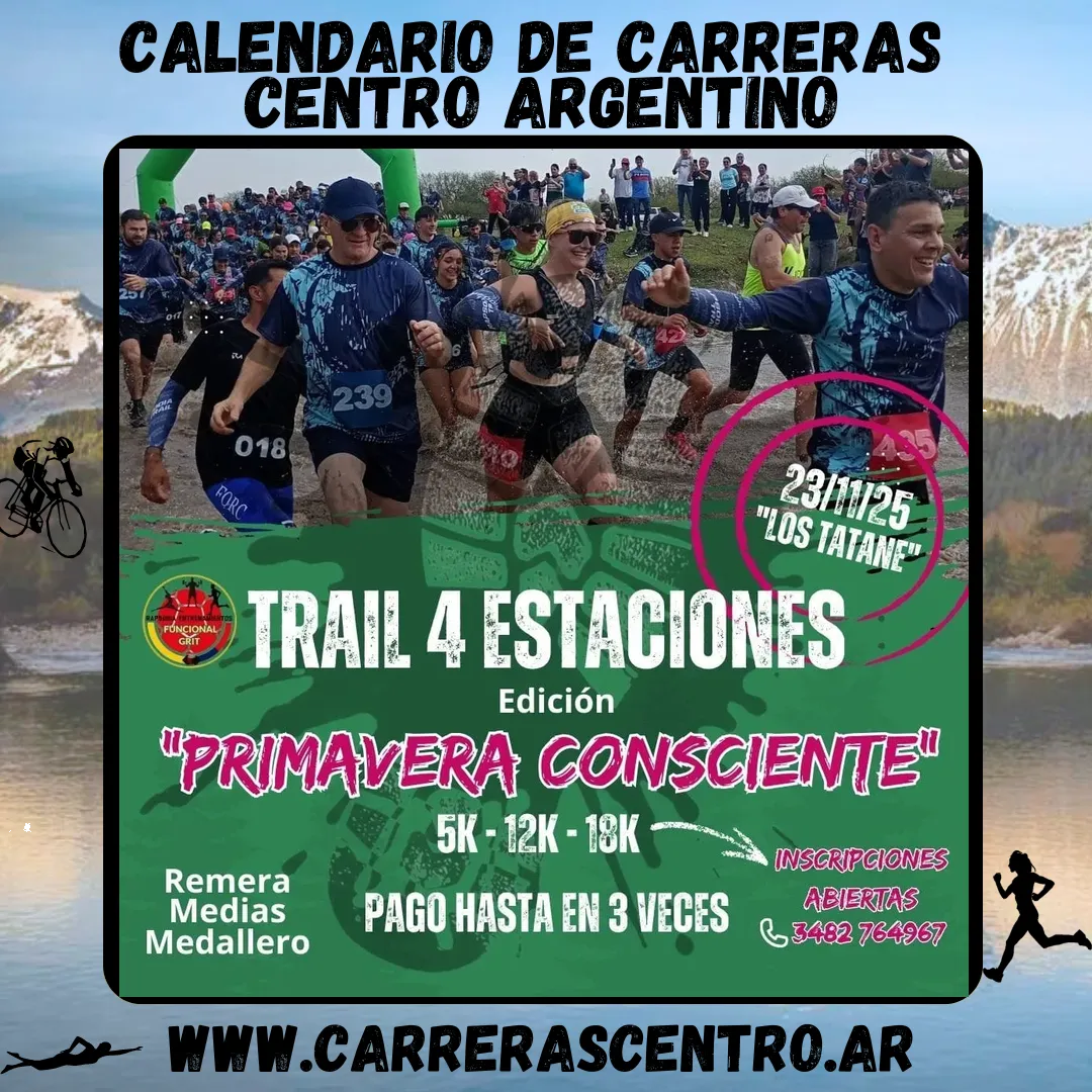 Flyer de Trail 4 Estaciones – Primavera 2025