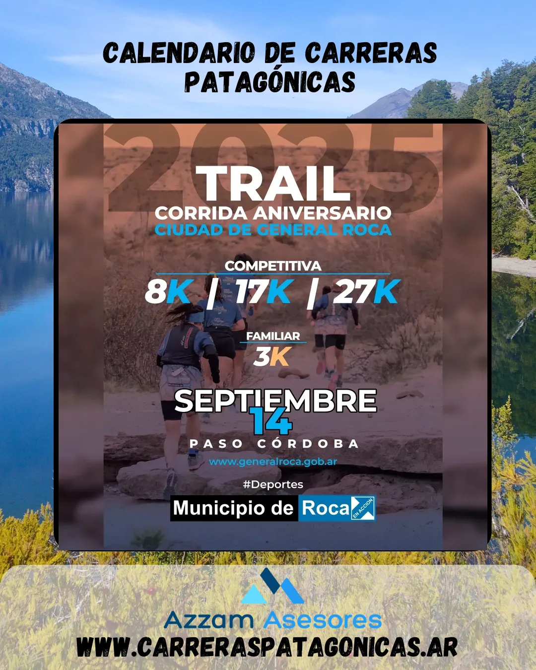 Flyer de Trail Corrida Aniversario de Roca 2025