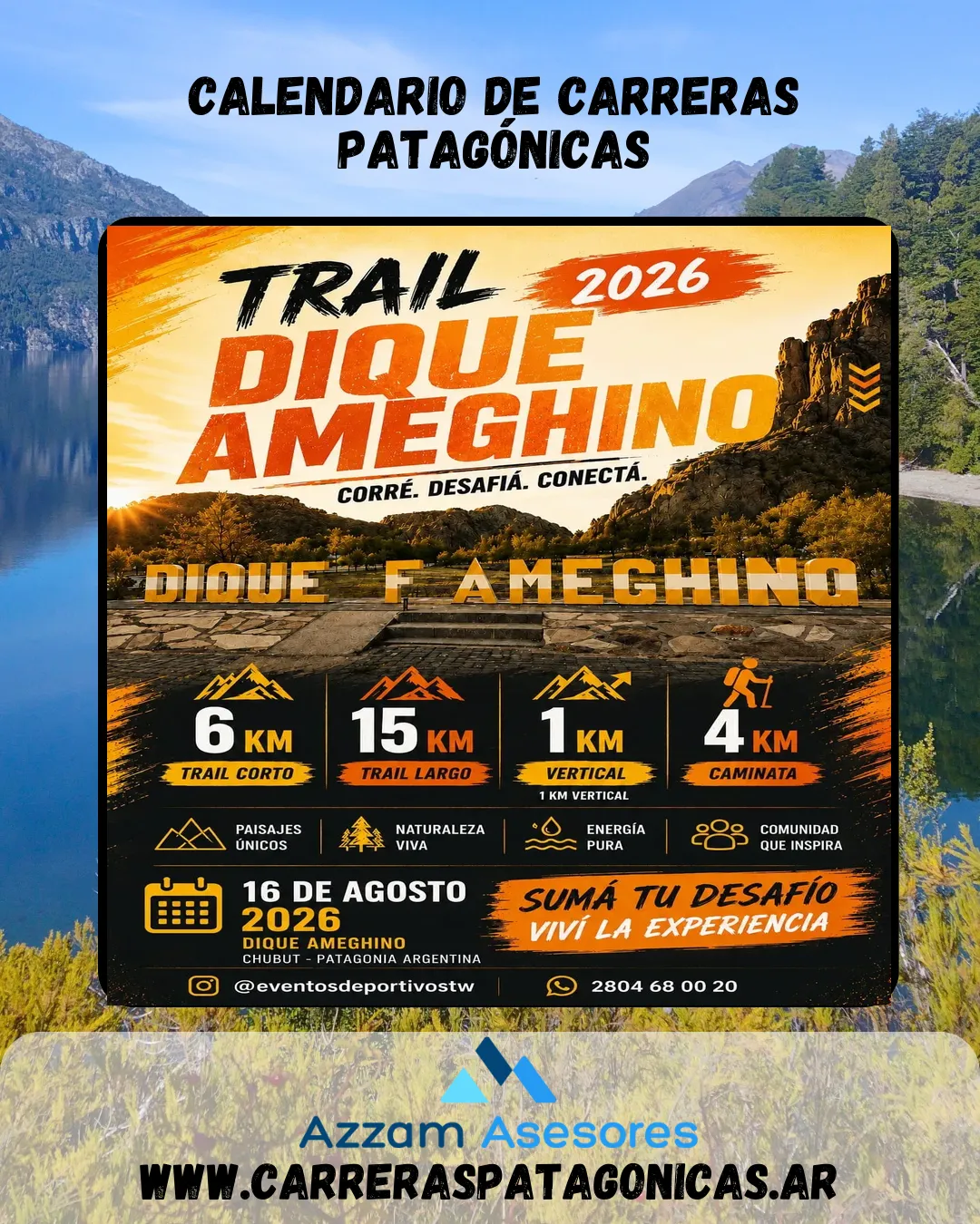 Flyer de Trail Dique Ameghino 2026