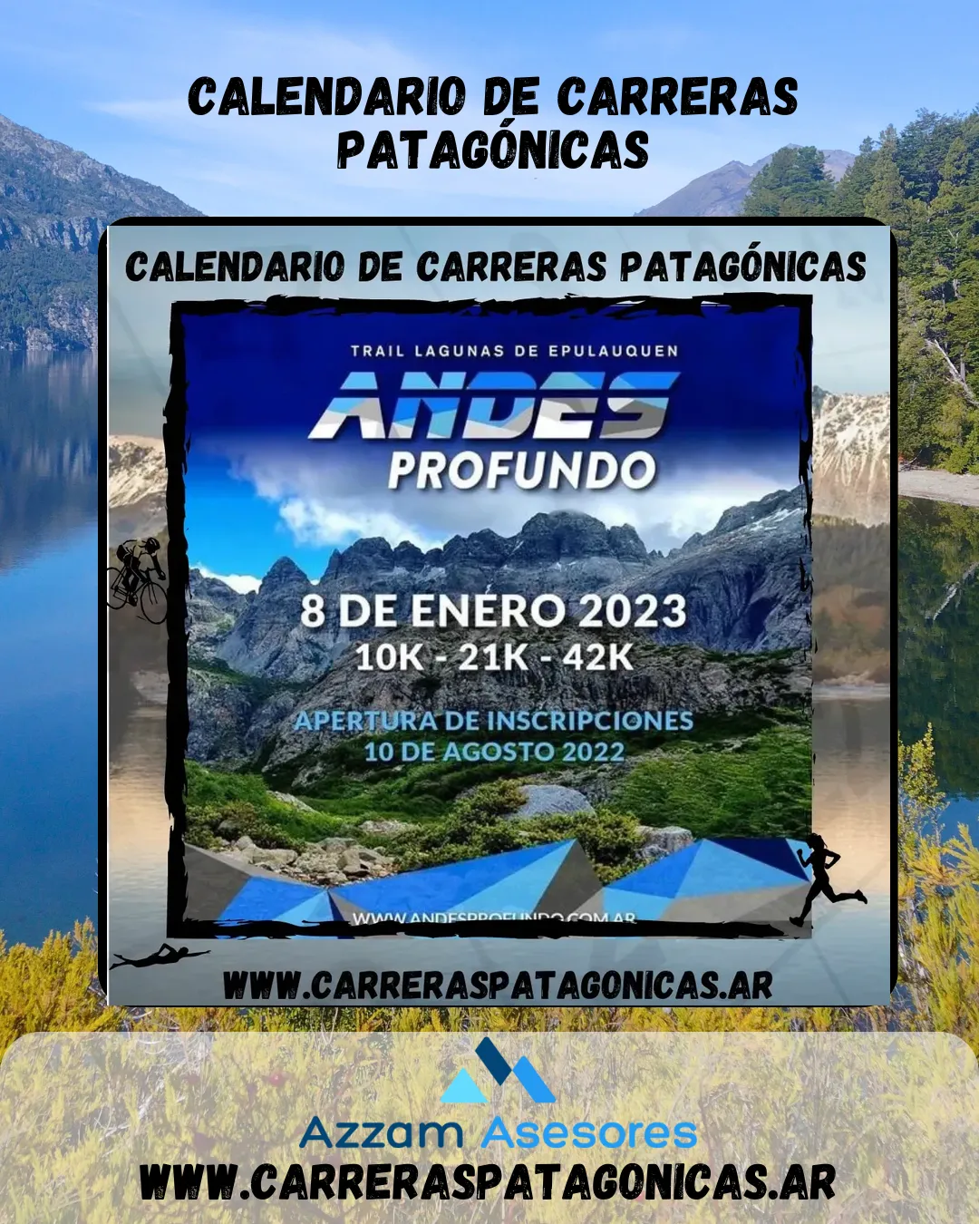 Flyer de Trail Lagunas de Epulauquen ANDES PROFUNDOS 2023