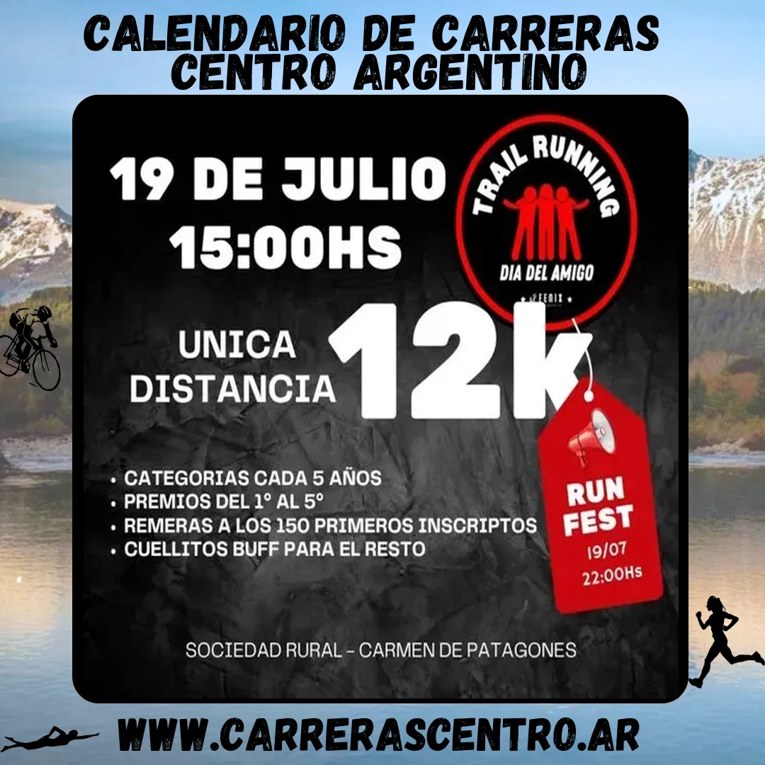 Flyer de Trail Running Día del Amigo 2025