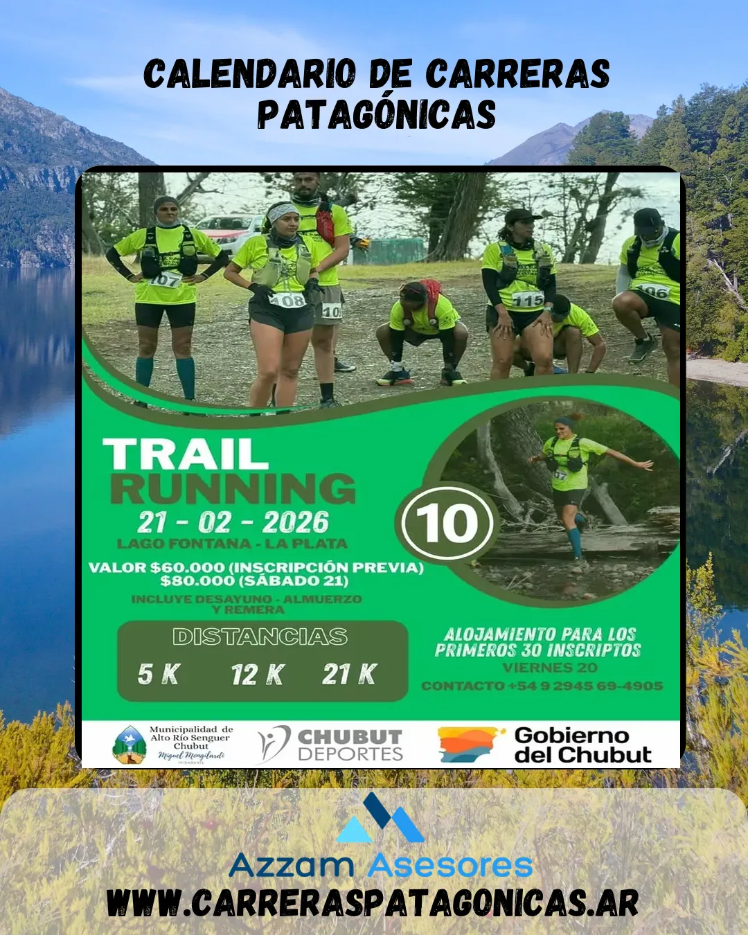 Flyer de Trail Running Lago Fontana – La Plata 2026