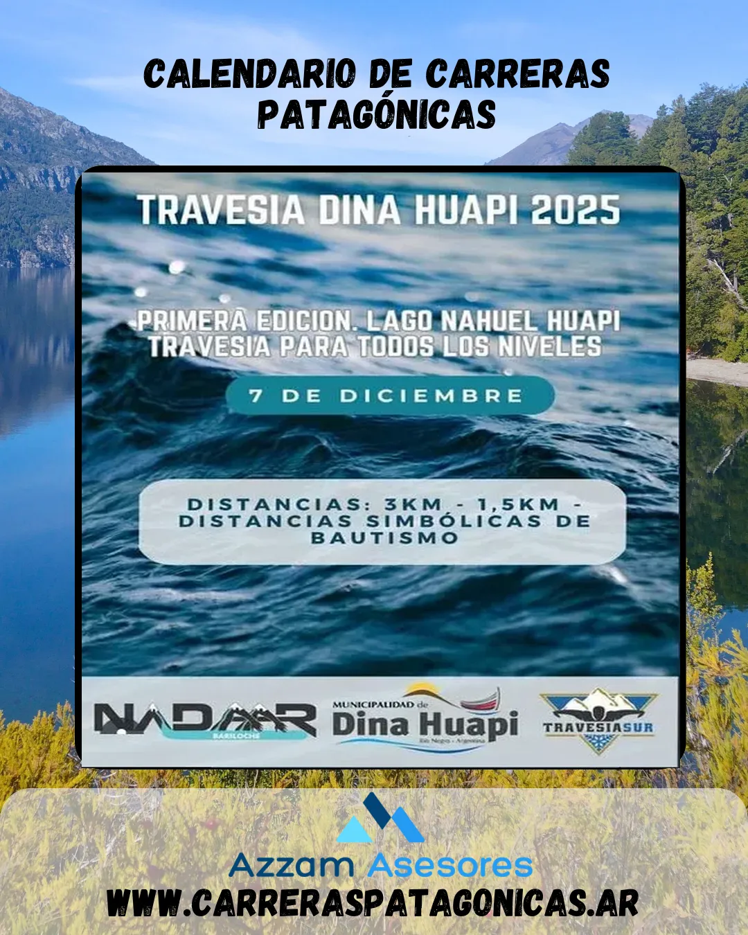 Flyer de Travesía Dina Huapi 2025