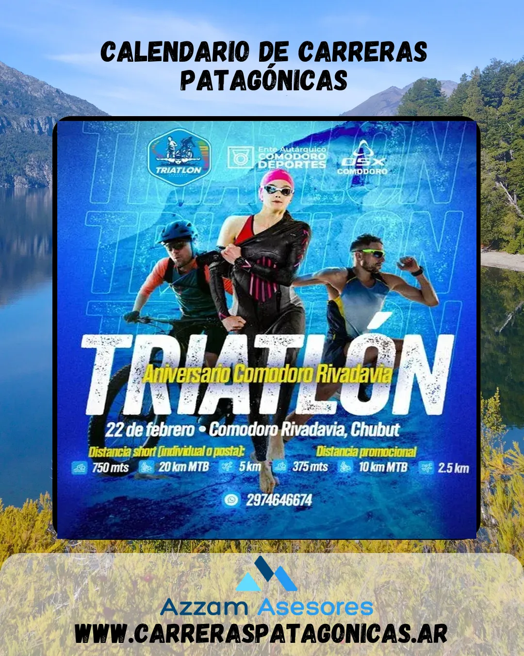 Flyer de Triatlón Aniversario Comodoro Rivadavia 2026