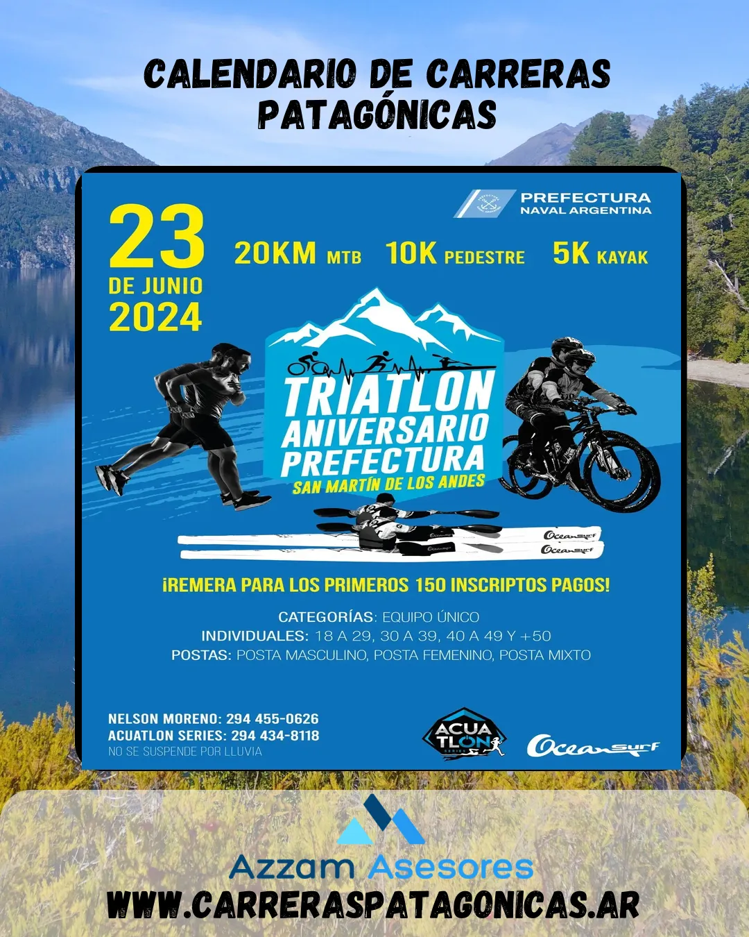 Flyer de Triatlón Aniversario Prefectura 2024