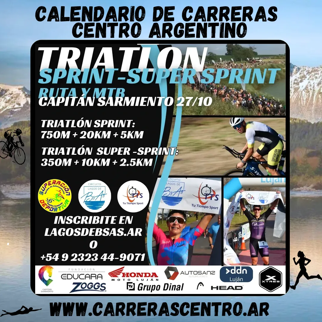 Flyer de Triatlón Capitán Sarmiento 2024