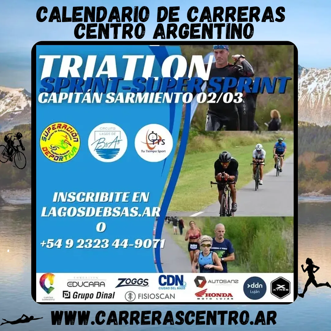 Flyer de Triatlón Capitán Sarmiento 2025