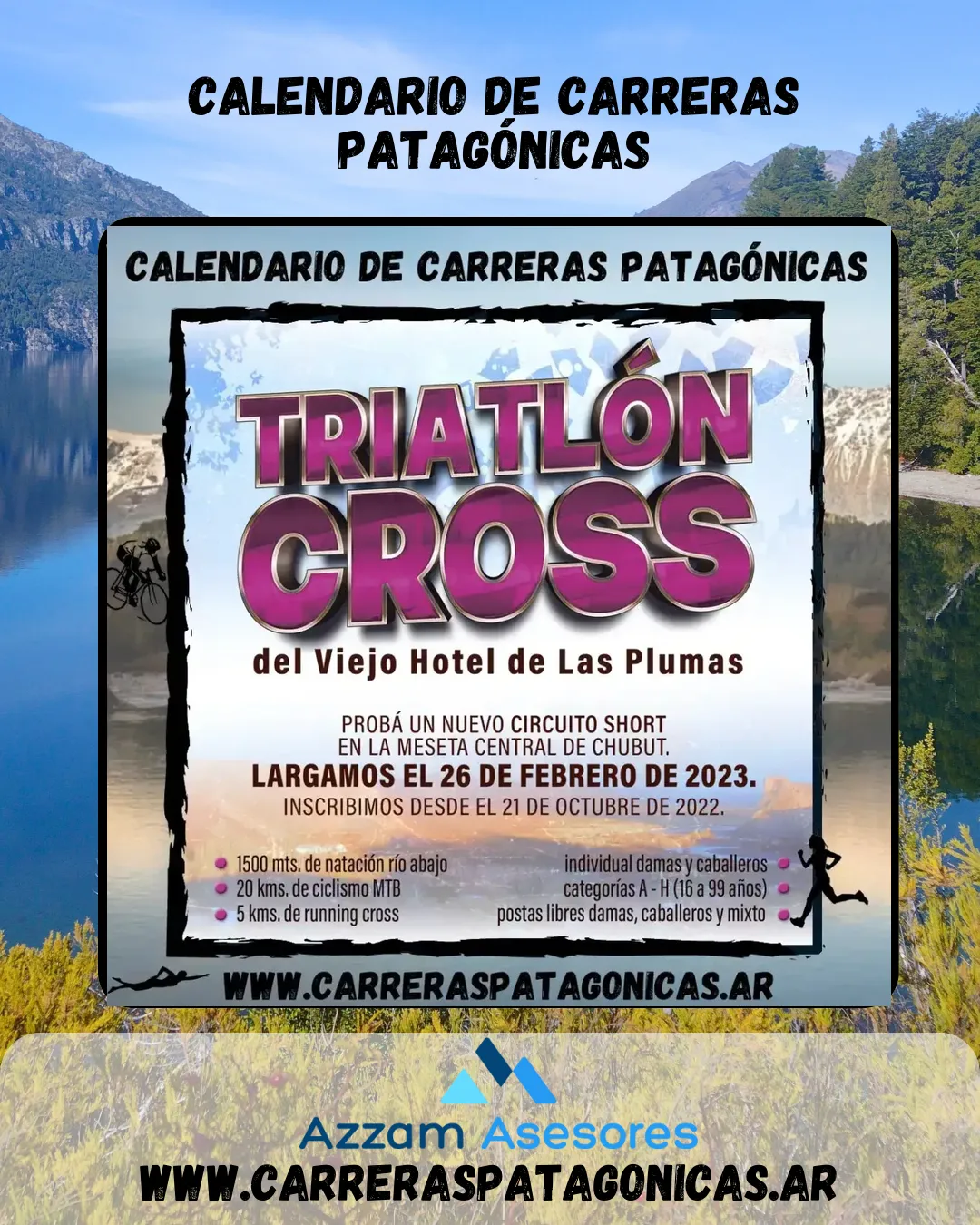 Flyer de Triatlón Cross Del Viejo Hotel De Las Plumas 2023