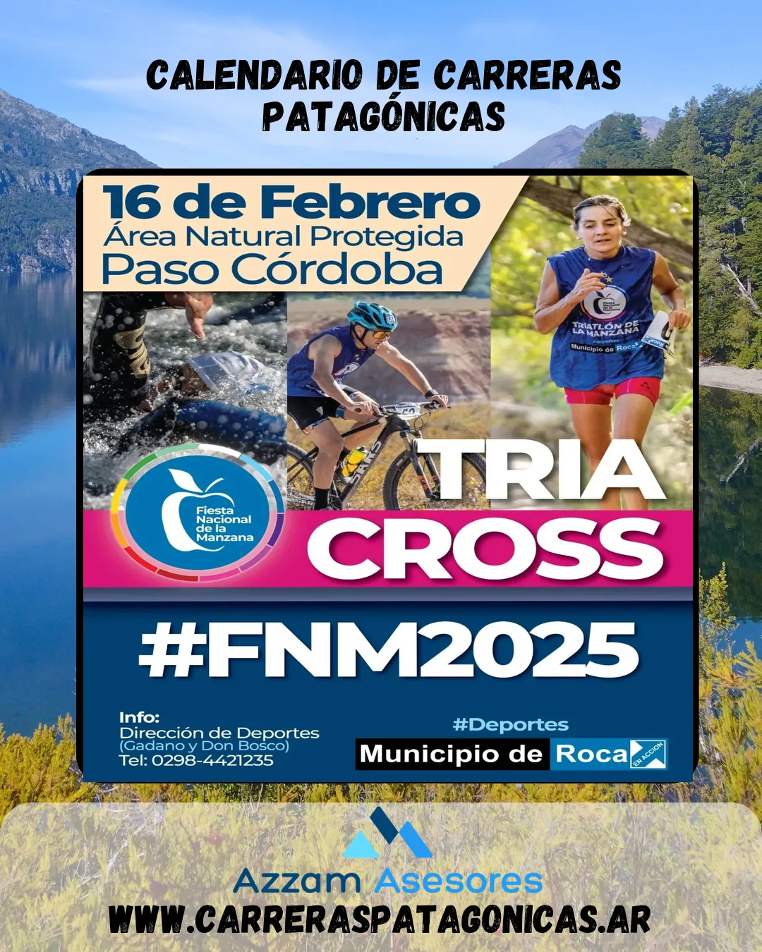 Flyer de Triatlón Cross Fiesta Nacional de la Manzana 2025