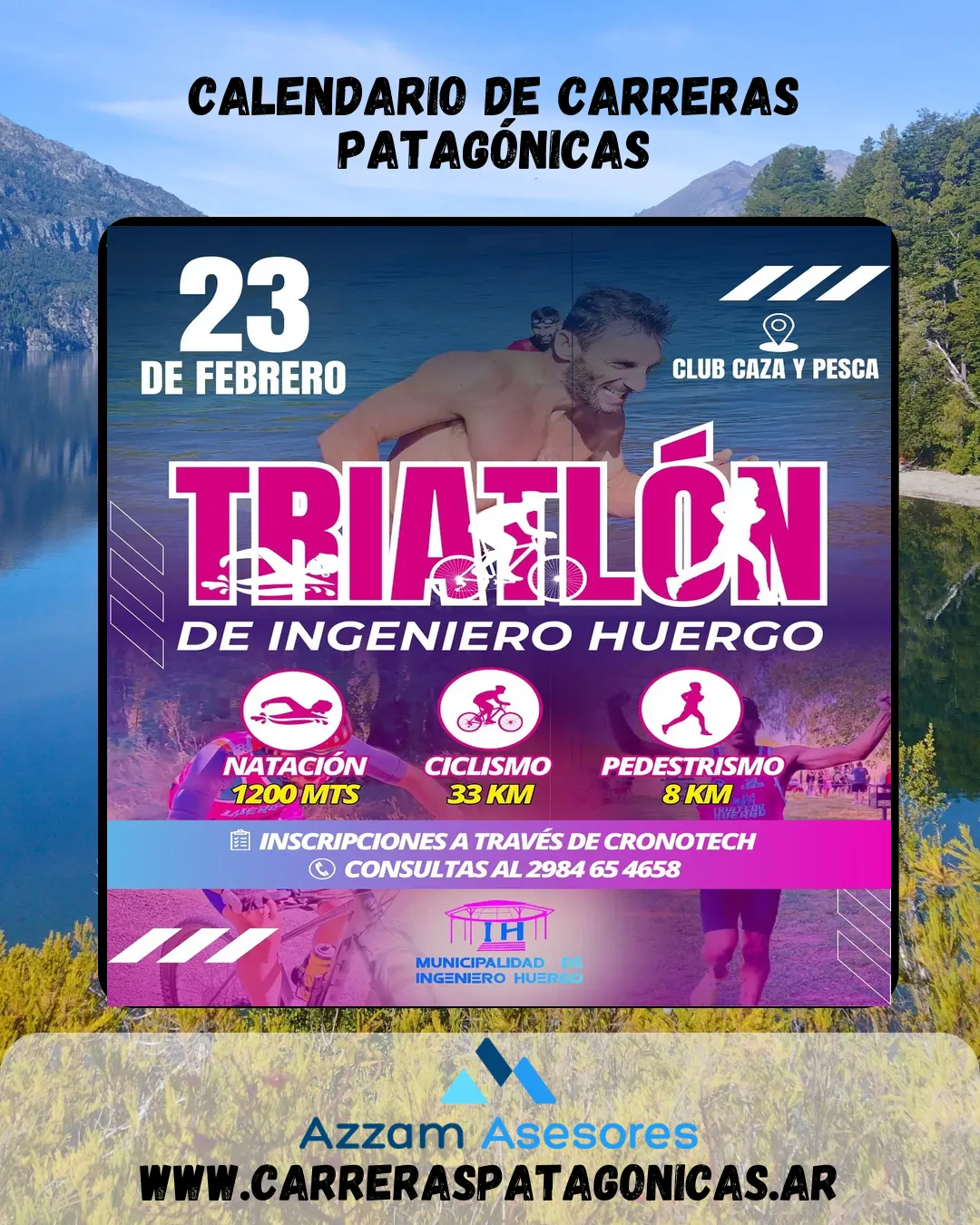 Flyer de Triatlón de Ingeniero Huergo 2025