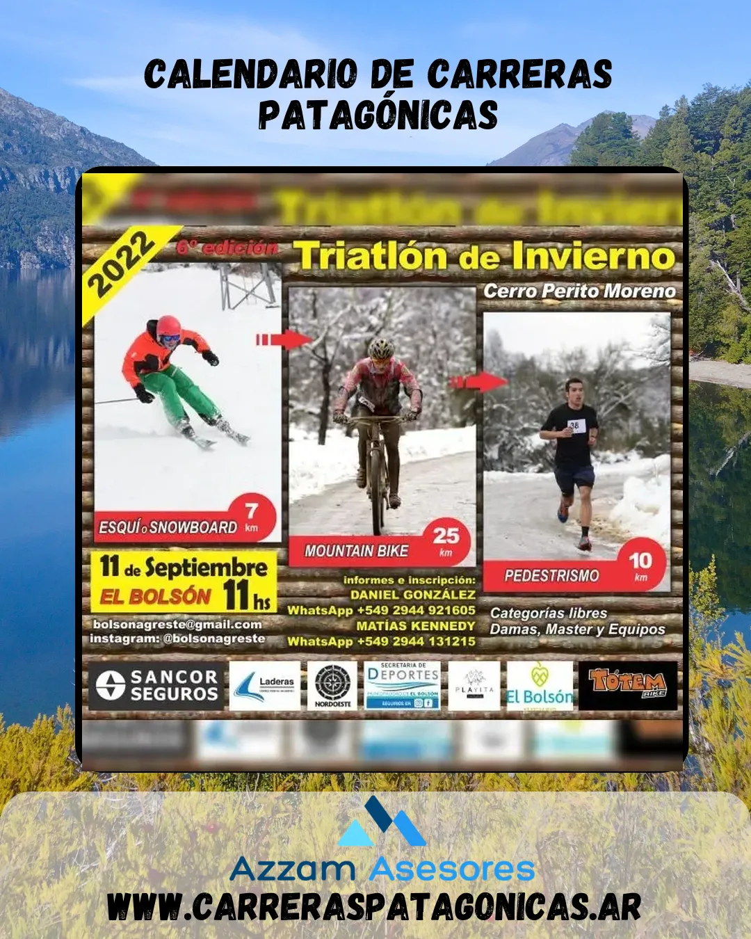 Flyer de TRIATLÓN DE INVIERNO CERRO PERITO MORENO 2022