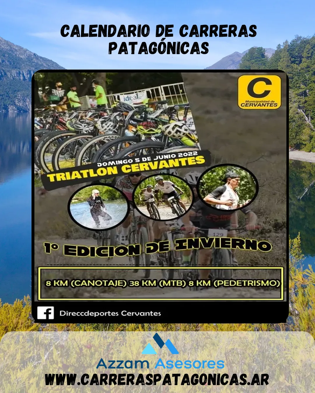 Flyer de TRIATLÓN DE INVIERNO CERVANTES 1° EDICIÓN 2022