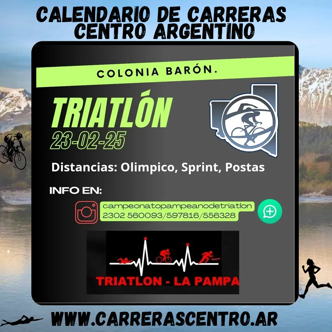 Flyer de Triatlón Pampeano Colonia Barón 2025