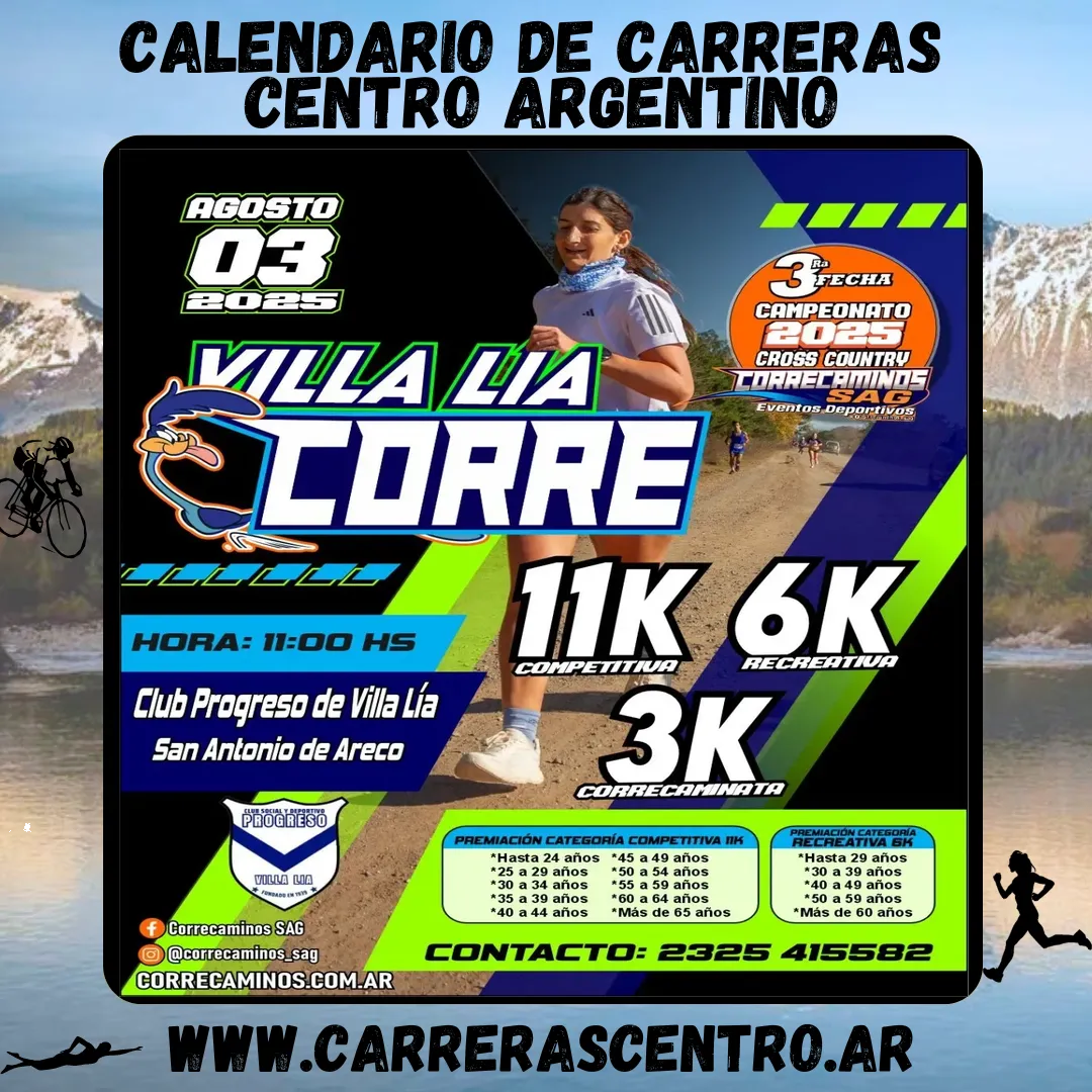 Flyer de Villa Lía Corre 2025