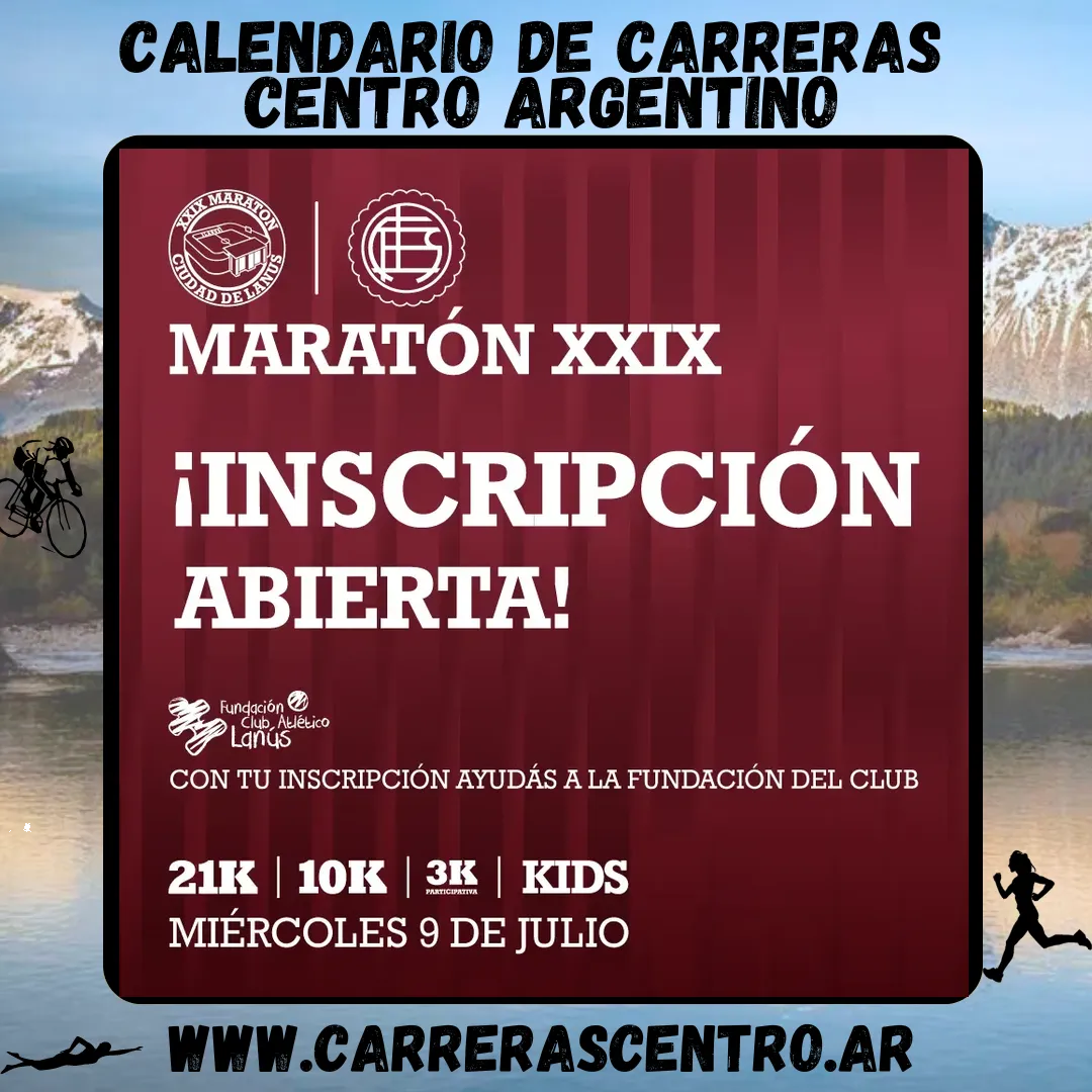 Flyer de XXIX Maratón del Club Lanús 2025