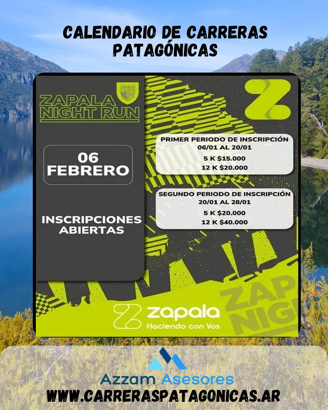Flyer de Zapala Night Run 2026